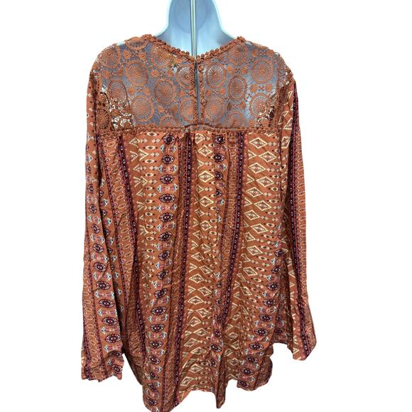 Weekend Suzanne Betro 4X Womens Tunic Orange Embroidered Lace Long Sleeve knit - Picture 4 of 5